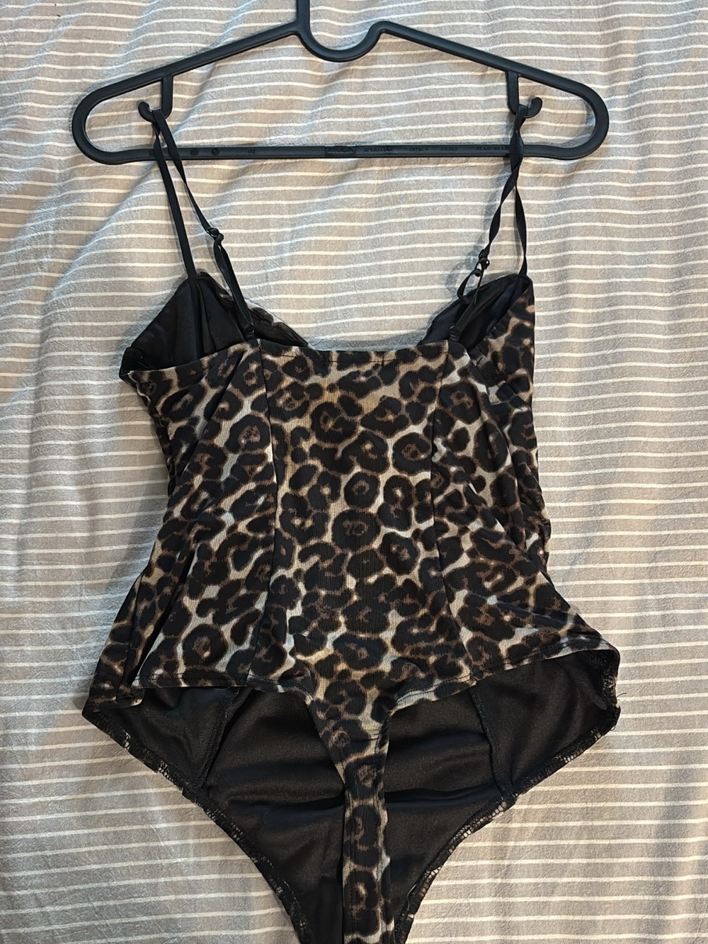 AFRM Black and Brown Leopard Satin Bodysuit